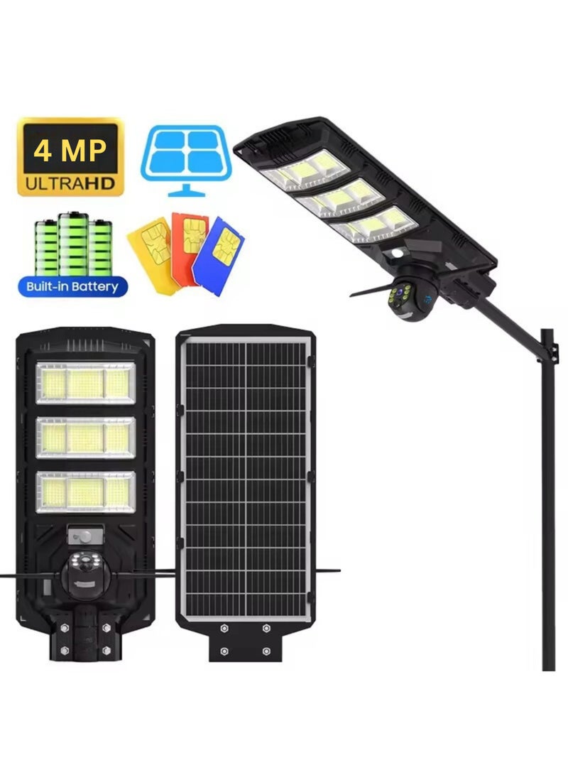 Solar Street Light Outdoor With 3MP Camera All In One Radar Sensor Security CCTV Camera With LED Panel