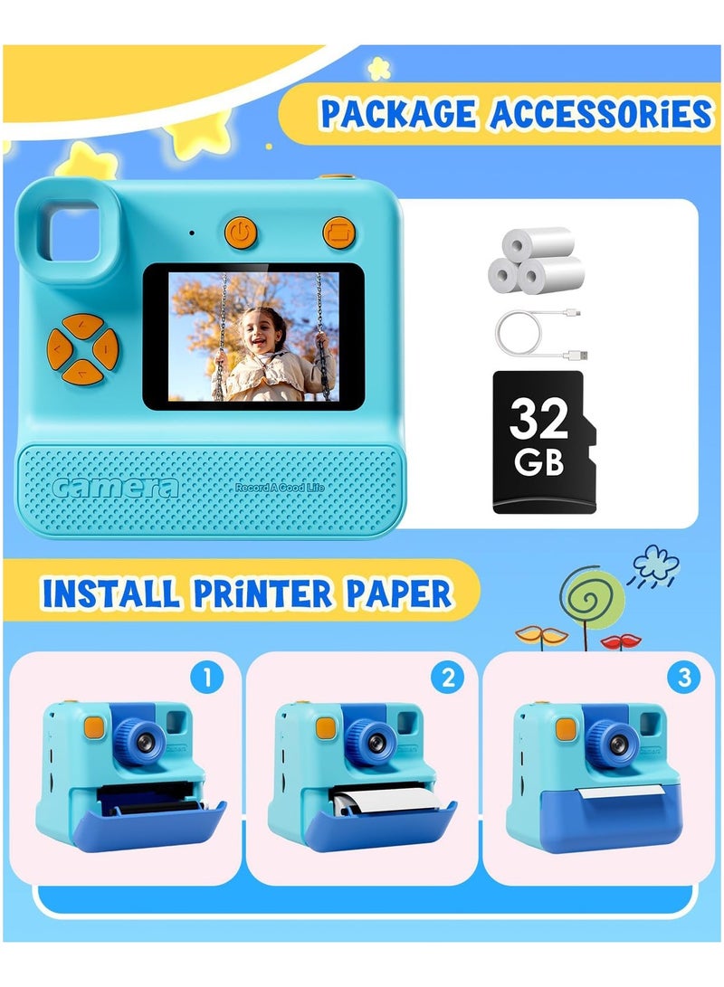 Kids Camera,Children Print Camera,Instant Camera Toddler Digital Camera with 1080P HD Video Camera,2.0