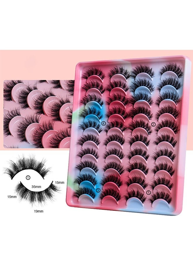 20 Pairs False Eyelashes, Imitation Mink False Eyelashes, Lightweight Natural Volume False Eyelashes Extension, Soft Curly Fake Lashes, Reusable Self Adhesive Lashes Fake Eye Lashes for Daily Wear