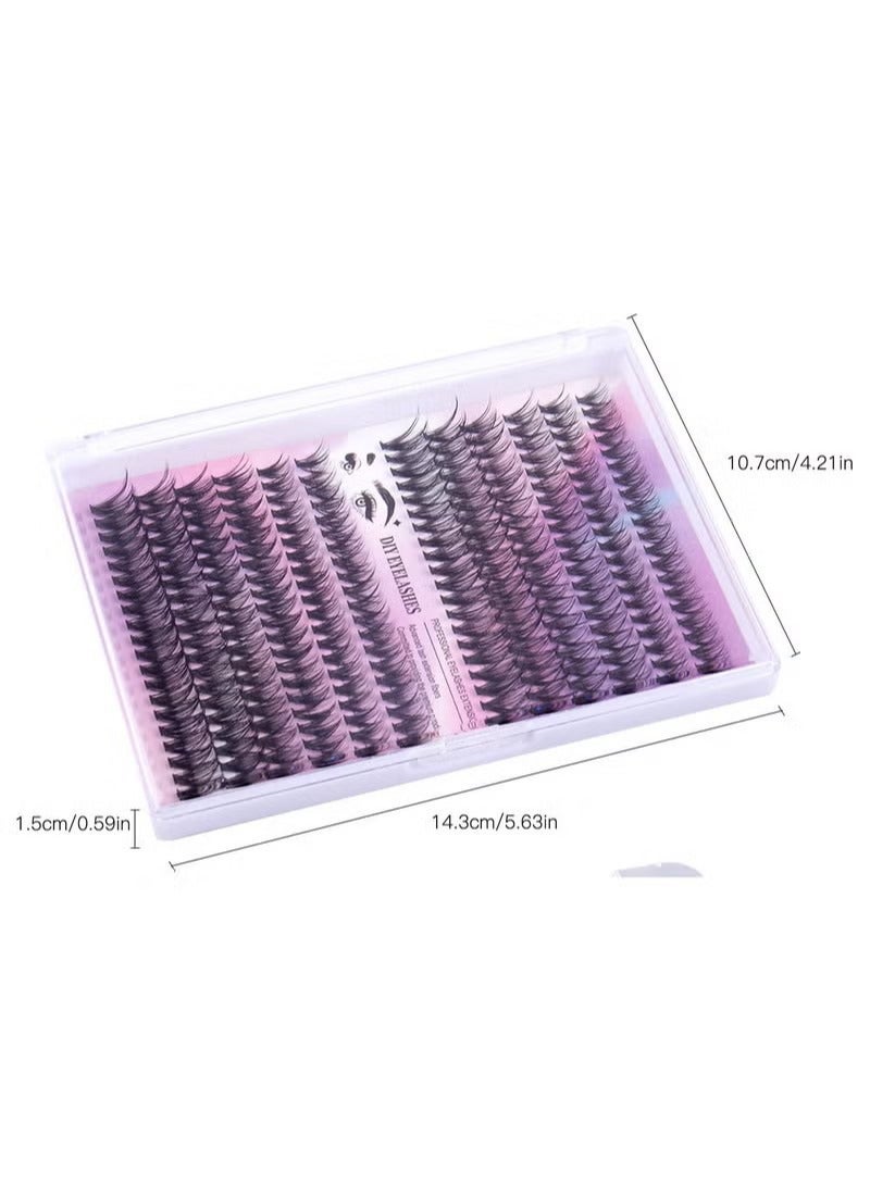 False Eyelashes Set, 30D+40D Eyelash Clusters Eyelash Extensions, DIY Eyelash Individual Self Adhesive Fake Lashes, Natural Look 3D Effect Black Individual Lashes Fake Eyelashes with Eyelash Glue