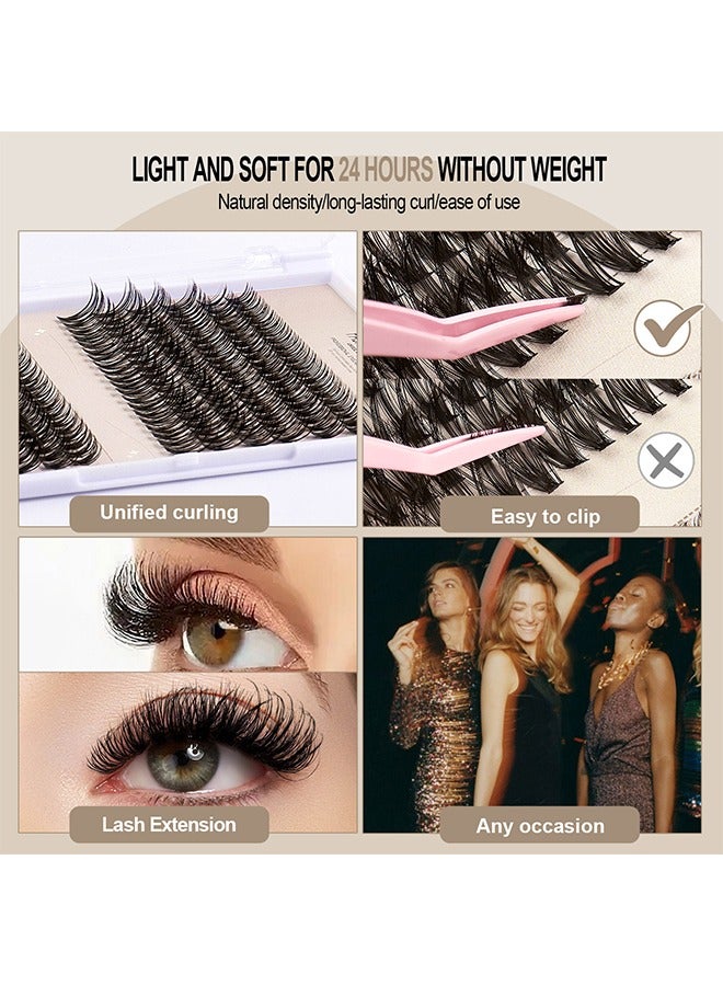 False Eyelashes Set, 30D+40D Eyelash Clusters Eyelash Extensions, DIY Eyelash Individual Lashes Cluster Lashes Natural Look Effect Black Individual False Eyelashes with Eyelash Glue