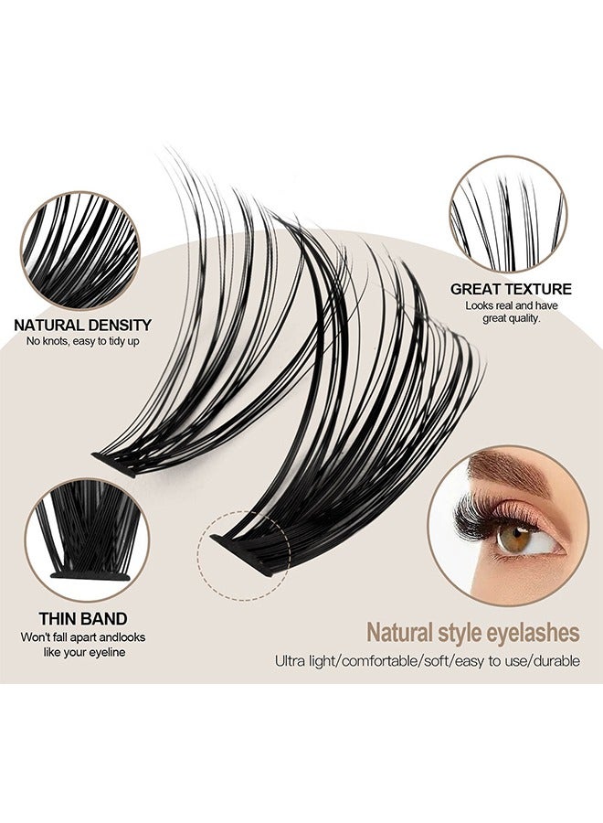 False Eyelashes Set, 30D+40D Eyelash Clusters Eyelash Extensions, DIY Eyelash Individual Lashes Cluster Lashes Natural Look Effect Black Individual False Eyelashes with Eyelash Glue