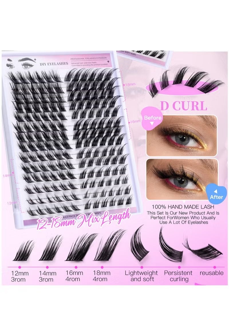 False Eyelashes 168 Clusters of Single Clusters with Angled Flying Hair Natural and Soft Self-grafting Segmented DIY Eyelashes Set, Natural Look Effect Black Individual False Eyelashes