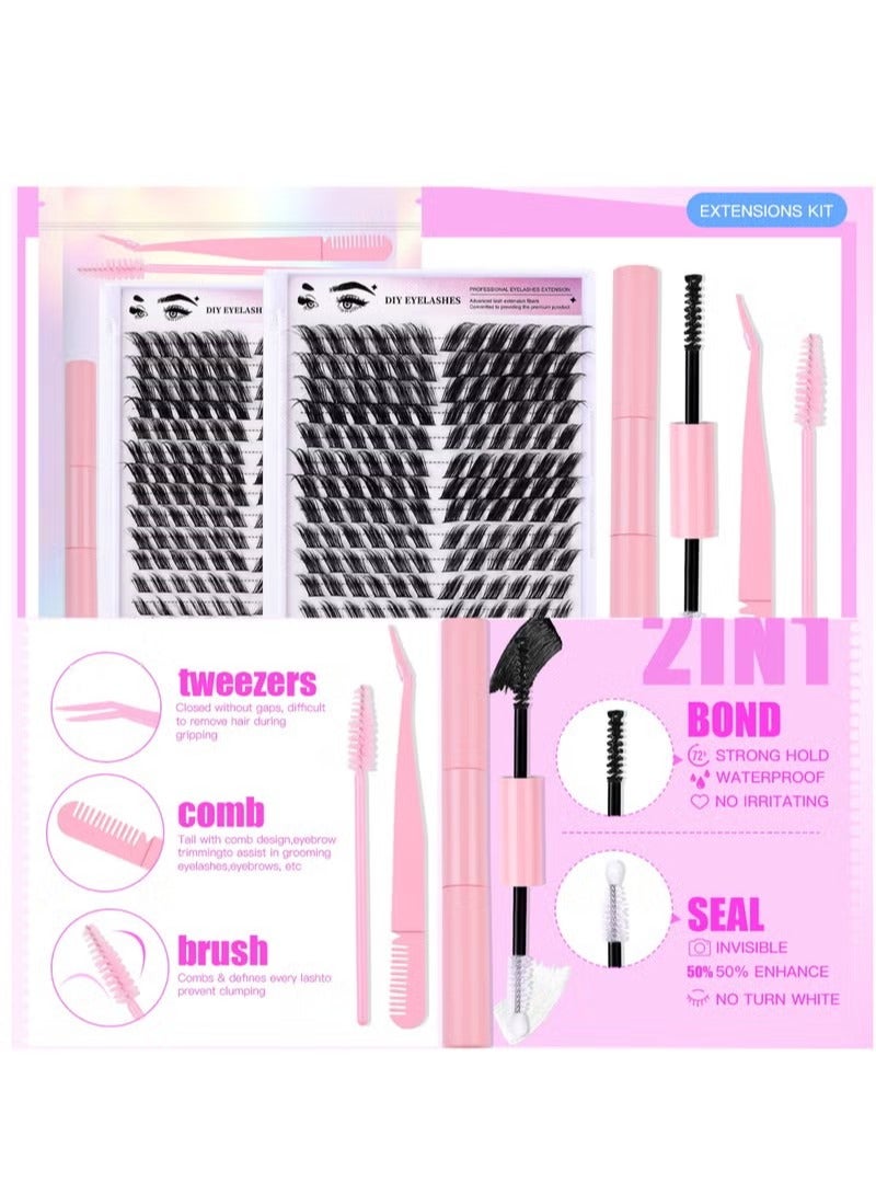 False Eyelashes 168 Clusters of Single Clusters with Angled Flying Hair Natural and Soft Self-grafting Segmented DIY Eyelashes Set, Natural Look Effect Black Individual False Eyelashes