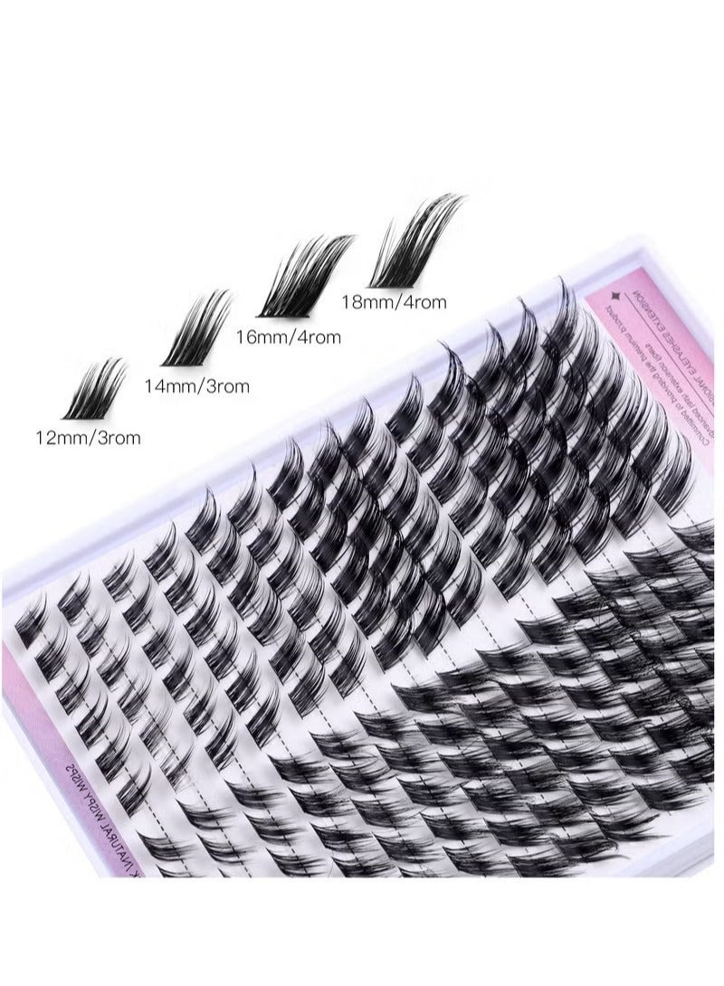 False Eyelashes 168 Clusters of Single Clusters with Angled Flying Hair Natural and Soft Self-grafting Segmented DIY Eyelashes Set, Natural Look Effect Black Individual False Eyelashes