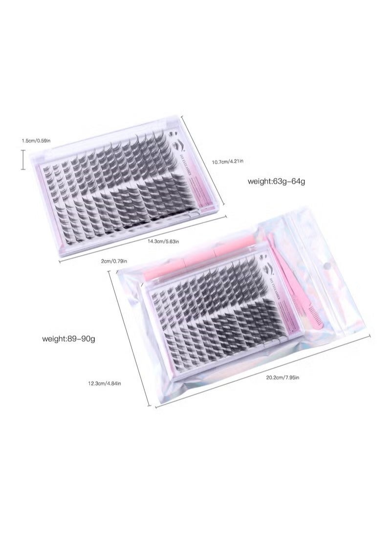 False Eyelashes 168 Clusters of Single Clusters with Angled Flying Hair Natural and Soft Self-grafting Segmented DIY Eyelashes Set, Natural Look Effect Black Individual False Eyelashes