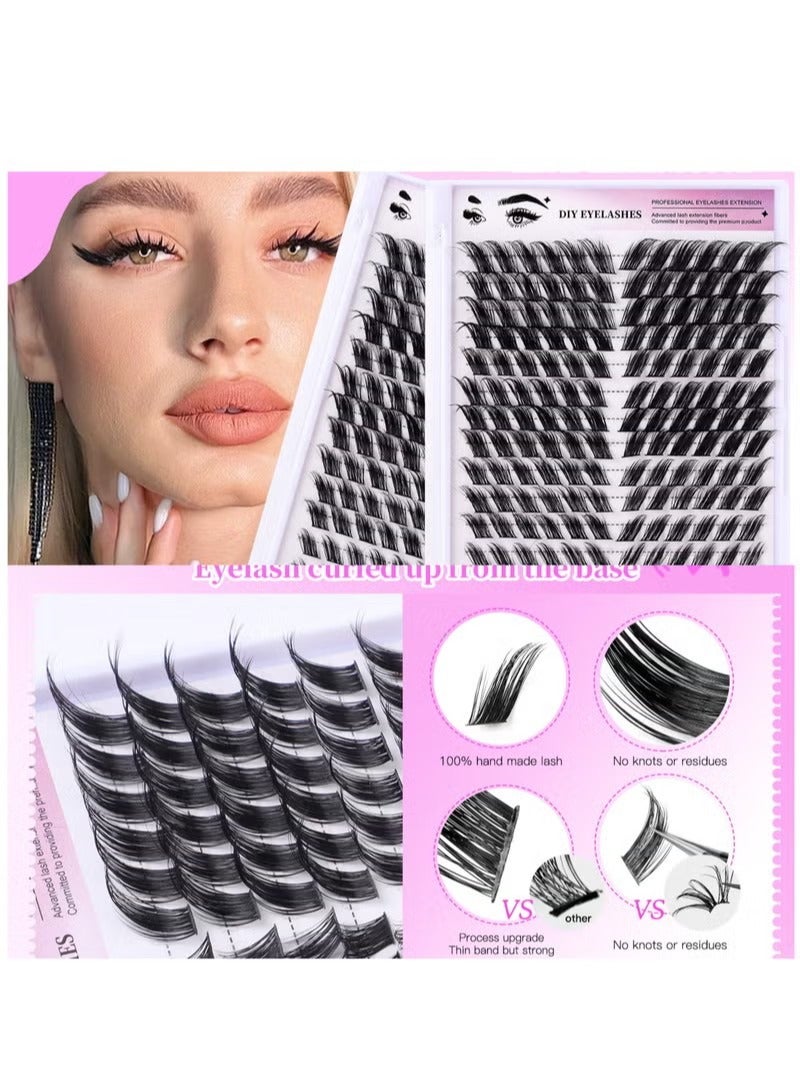 False Eyelashes 168 Clusters of Single Clusters with Angled Flying Hair Natural and Soft Self-grafting Segmented DIY Eyelashes Set, Natural Look Effect Black Individual False Eyelashes