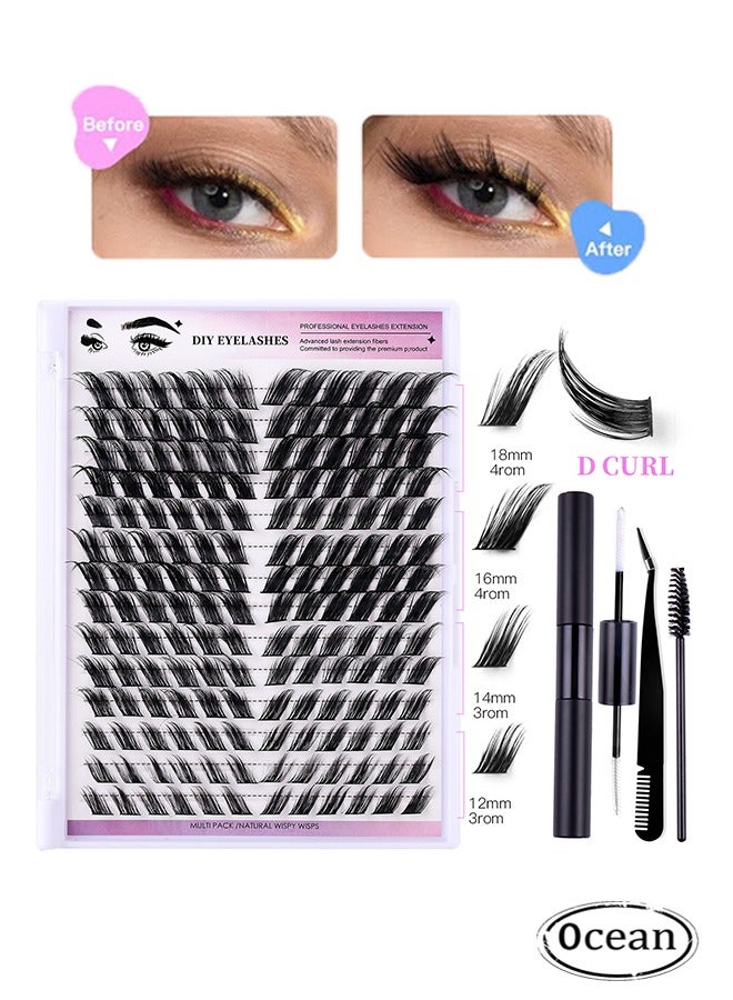 False Eyelashes 168 Clusters of Single Clusters with Angled Flying Hair Natural and Soft Self-grafting Segmented DIY Eyelashes Set, Natural Look Effect Black Individual False Eyelashes