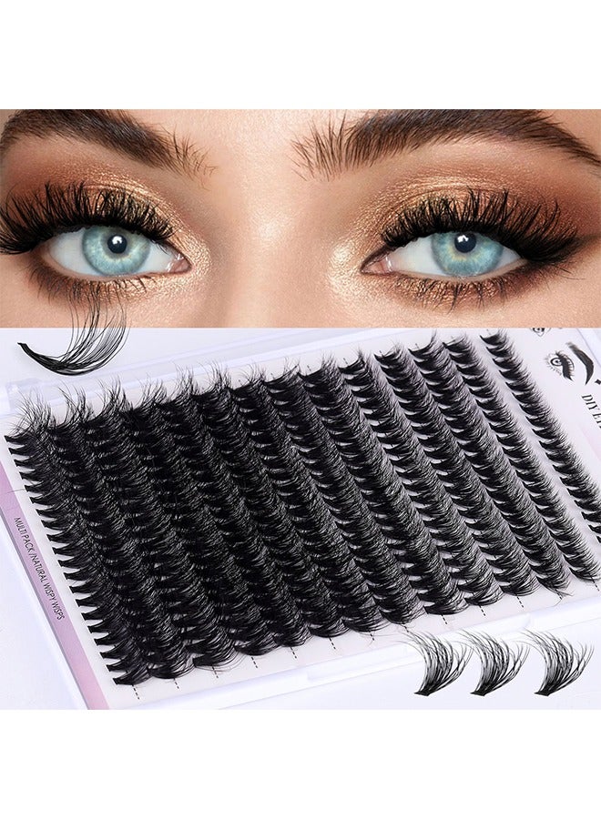 False Eyelashes Set, Eyelash Clusters Eyelash Extensions, DIY Eyelash Individual Lashes Cluster Lashes Natural Look Effect Black Individual False Eyelashes with Eyelash Glue