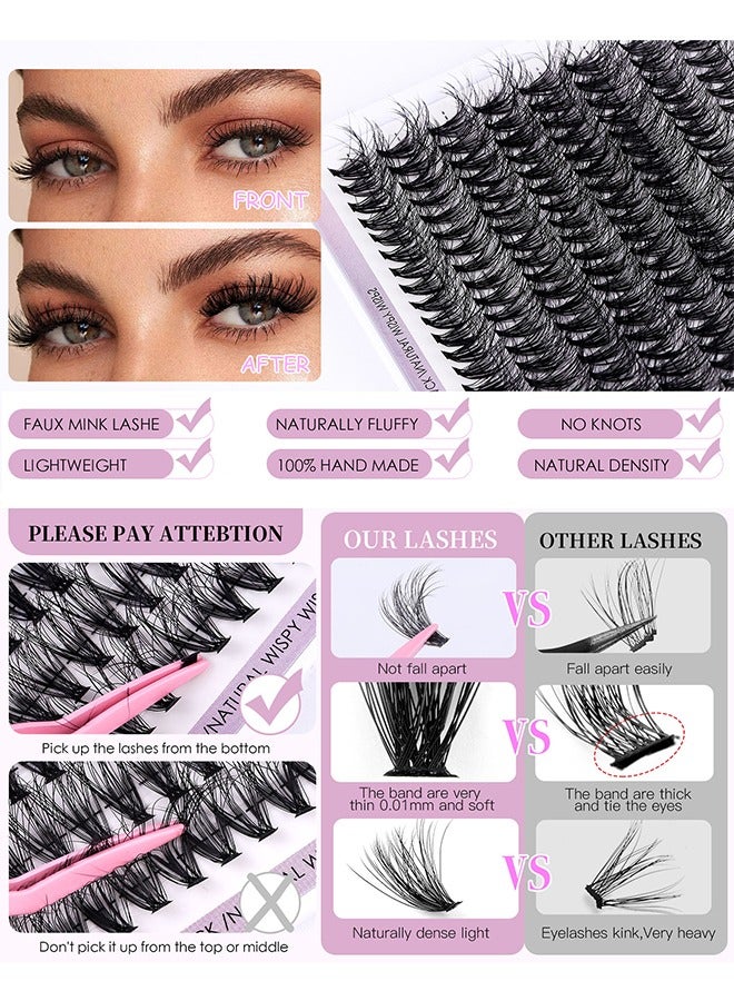 False Eyelashes Set, Eyelash Clusters Eyelash Extensions, DIY Eyelash Individual Lashes Cluster Lashes Natural Look Effect Black Individual False Eyelashes with Eyelash Glue