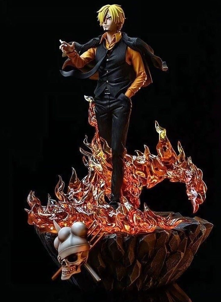 One Piece Figure Model Hot-Blooded Sanji Standing Scene Statue Ornament Gift
