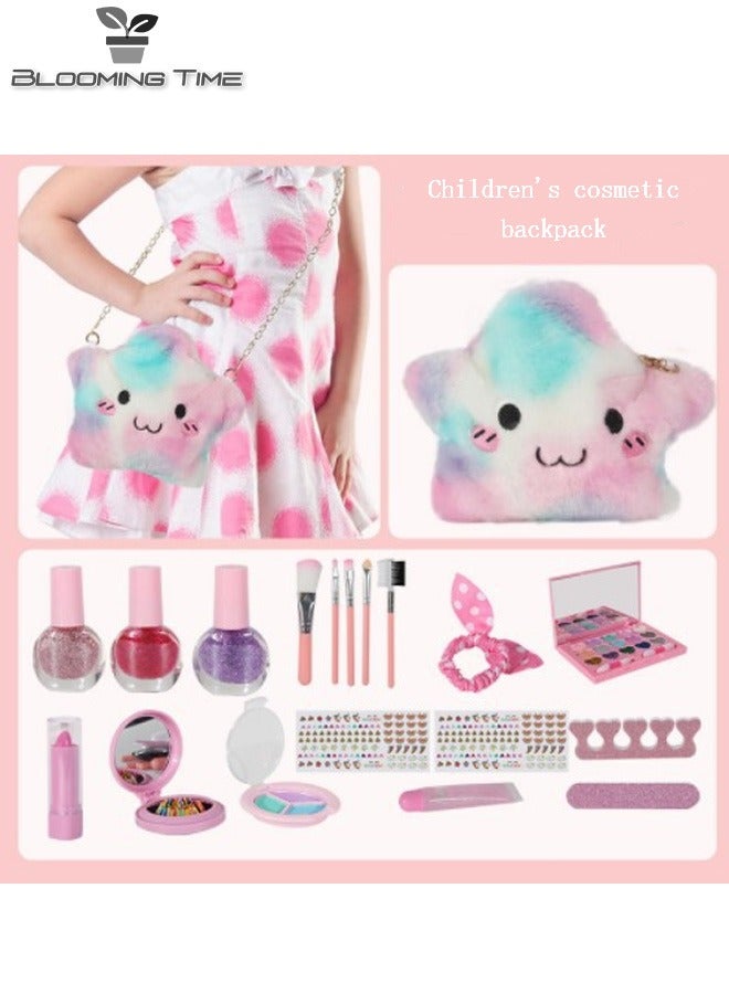 Girls Makeup Toys, Children's Cosmetics, Nail Polish, Lipstick, Nail Art, Play House Backpack Set