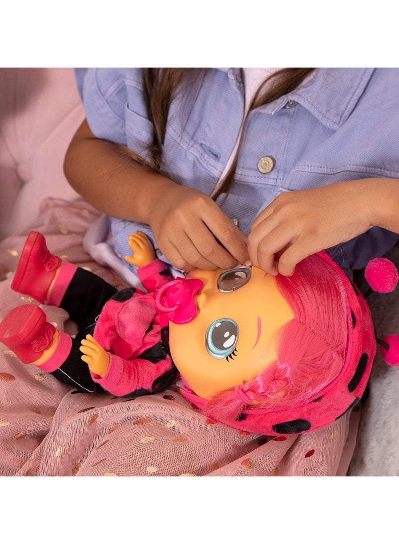 CRY BABIES Dressy Lady Ladybug | Interactive baby doll that cries Real tears, with coloured hair and changeable Outfits to Dress up