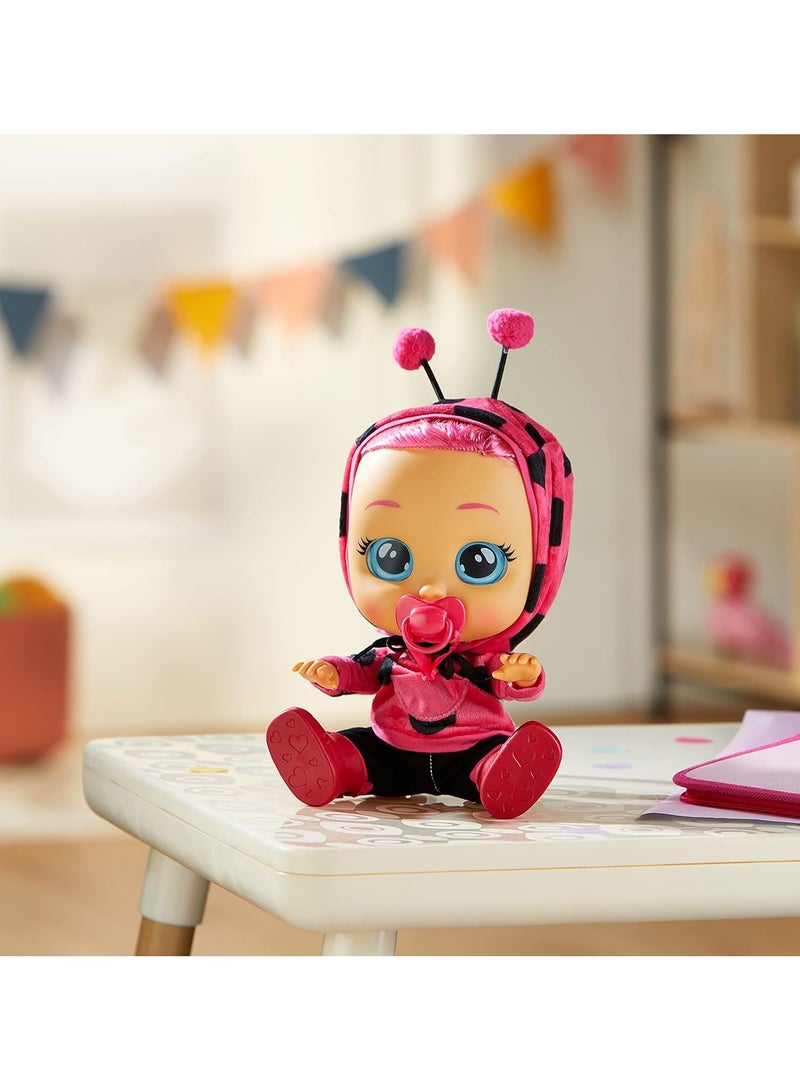 CRY BABIES Dressy Lady Ladybug | Interactive baby doll that cries Real tears, with coloured hair and changeable Outfits to Dress up