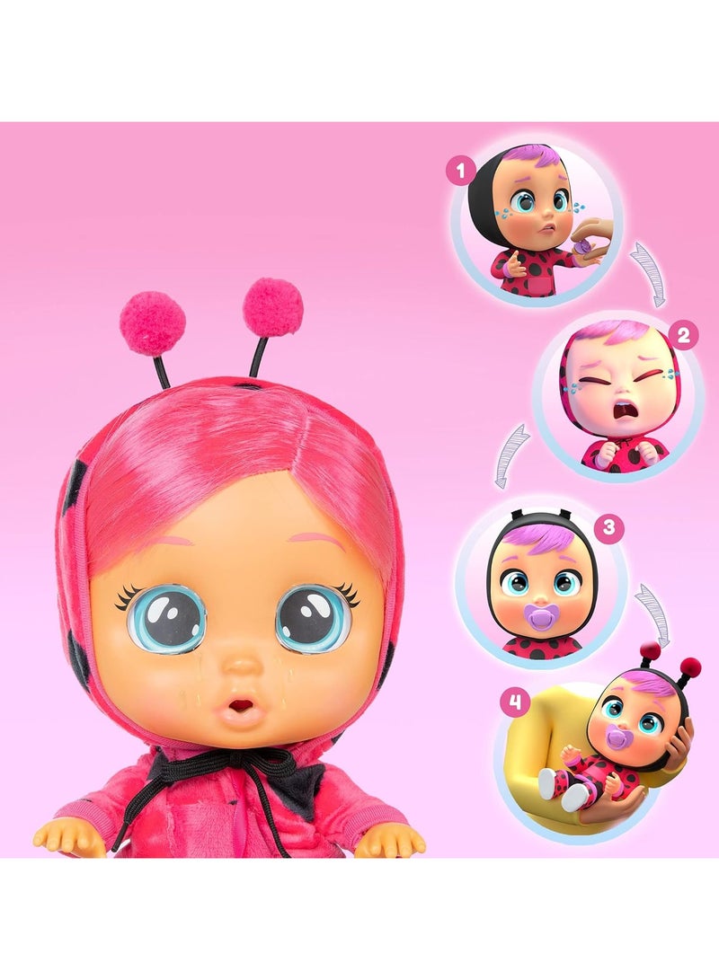 CRY BABIES Dressy Lady Ladybug | Interactive baby doll that cries Real tears, with coloured hair and changeable Outfits to Dress up