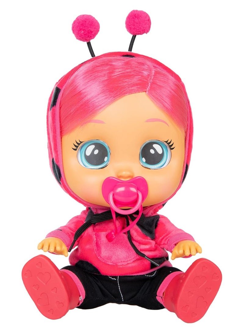 CRY BABIES Dressy Lady Ladybug | Interactive baby doll that cries Real tears, with coloured hair and changeable Outfits to Dress up