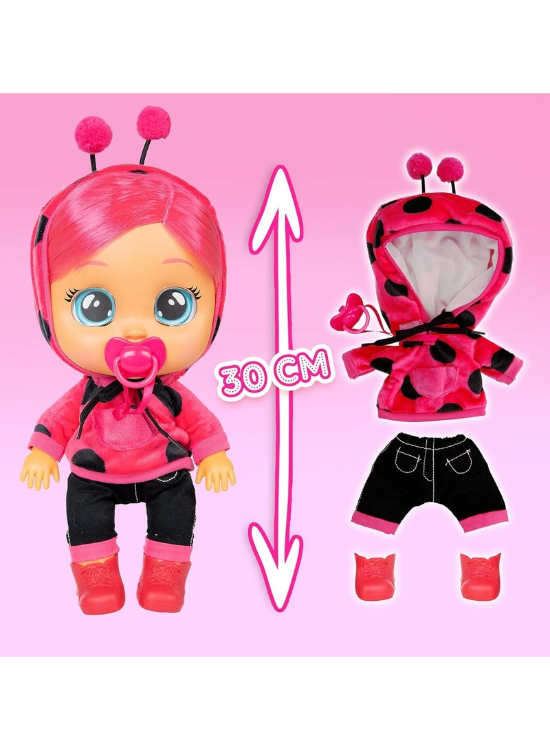 CRY BABIES Dressy Lady Ladybug | Interactive baby doll that cries Real tears, with coloured hair and changeable Outfits to Dress up