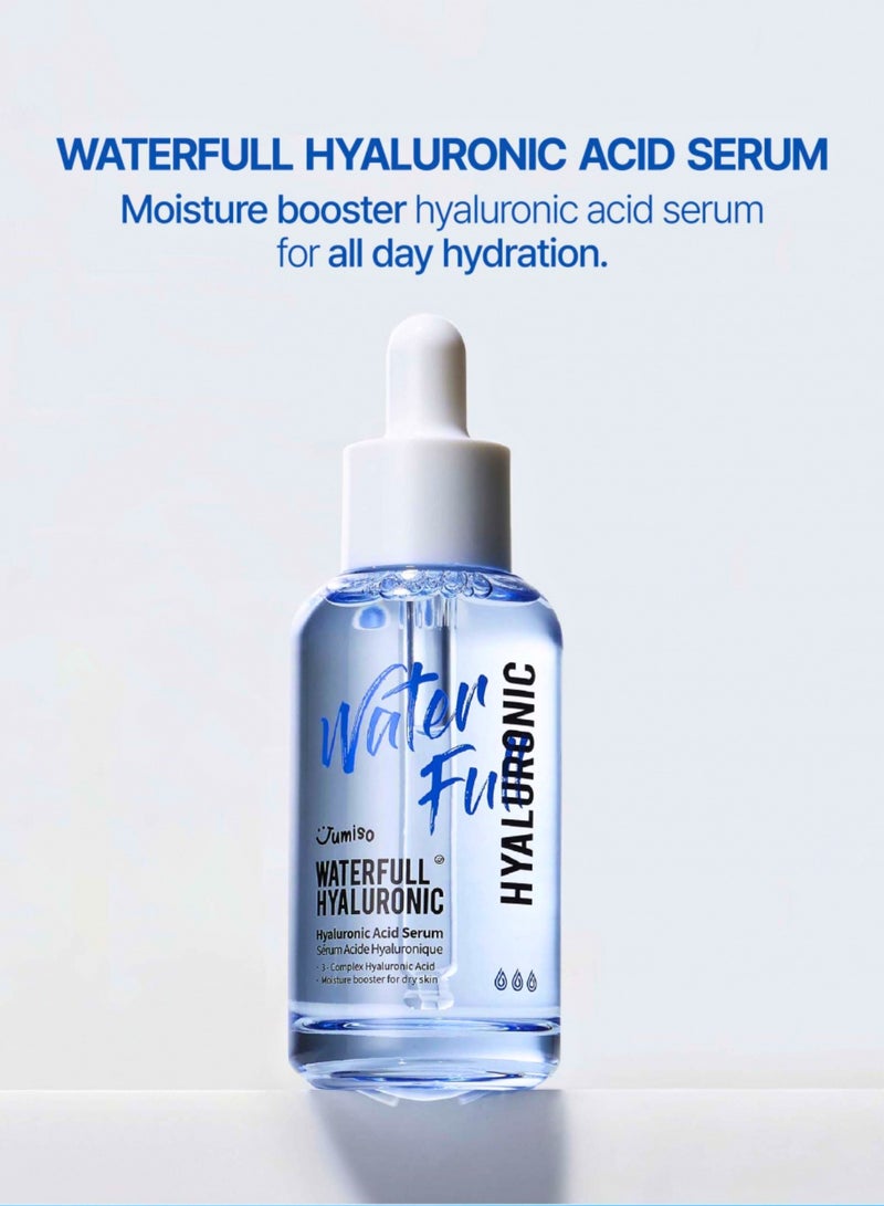 Jumiso Waterfull Hyaluronic Set: Hydrating Toner 250ml, Acid Serum 50ml, and Size Up Hyaluronic Cream 100ml