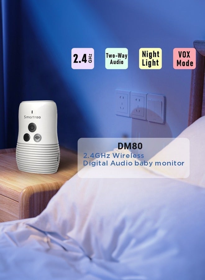 Wireless Two-Way Intercom Night Light Audio Baby Monitor With Smart Sound