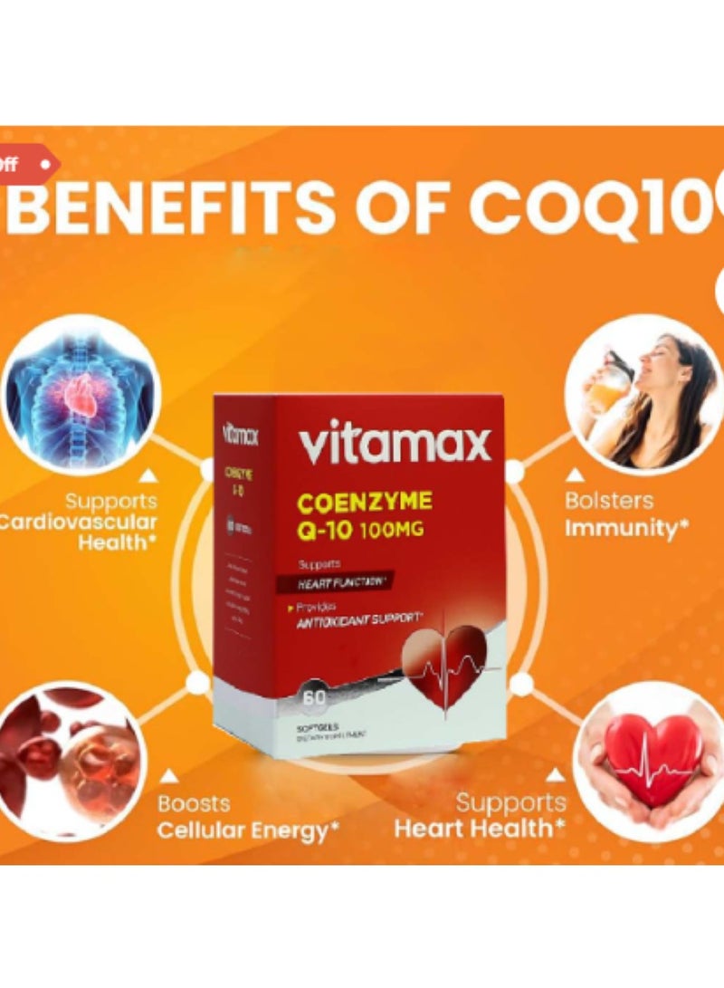 Coenzyme Q10 100 mg Softgels For Heart & Antioxidant Support Pack of 60's