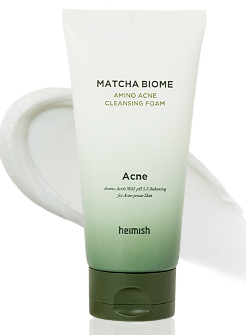 Heimish Matcha Biome Amino Acne Cleansing Foam - 150ml | Purifying Foam for Acne-Prone Skin | Matcha Extract, Amino Acids, Sebum Control, Deep Cleansing