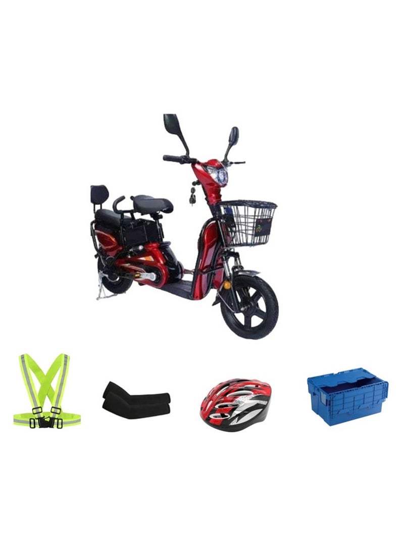 Electric Grocery Bike 16 size Tyre with Freebies Red