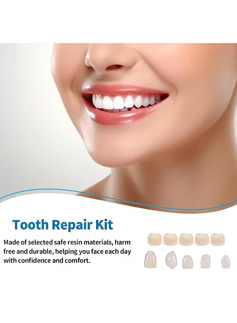 Dental Temporary Tooth Cap Crown Veneers Front Back Anterior and Molar Posterior Teeth with Tooth Repair Thermal Beads Cap Filler for Missing Broken Teeth (50 Pcs Front Teeth and 50 Pcs Back Teeth)