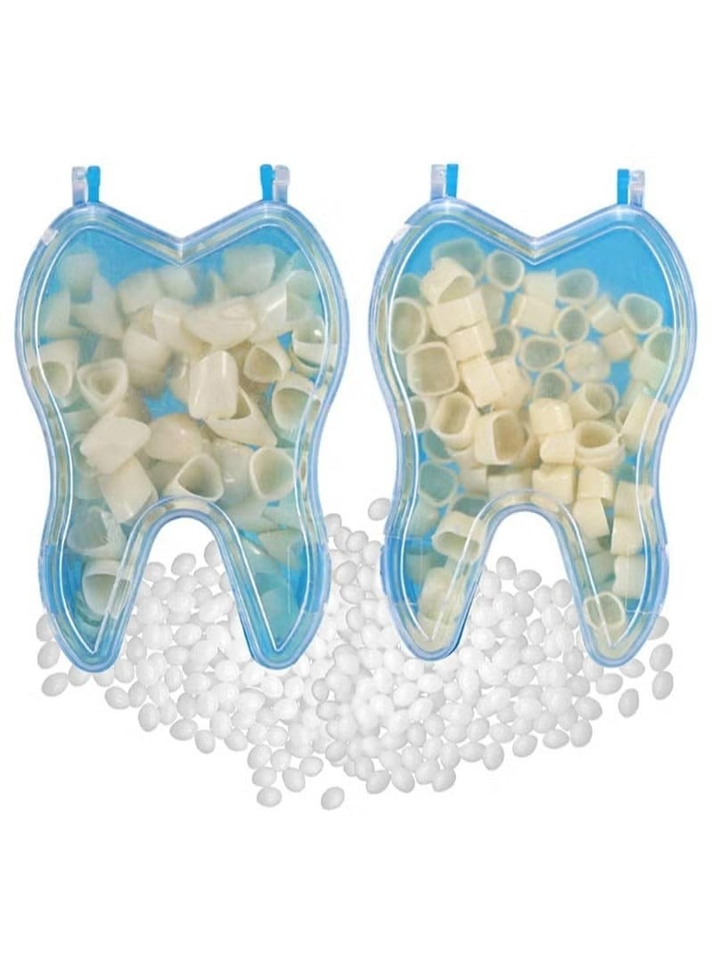 Dental Temporary Tooth Cap Crown Veneers Front Back Anterior and Molar Posterior Teeth with Tooth Repair Thermal Beads Cap Filler for Missing Broken Teeth (50 Pcs Front Teeth and 50 Pcs Back Teeth)