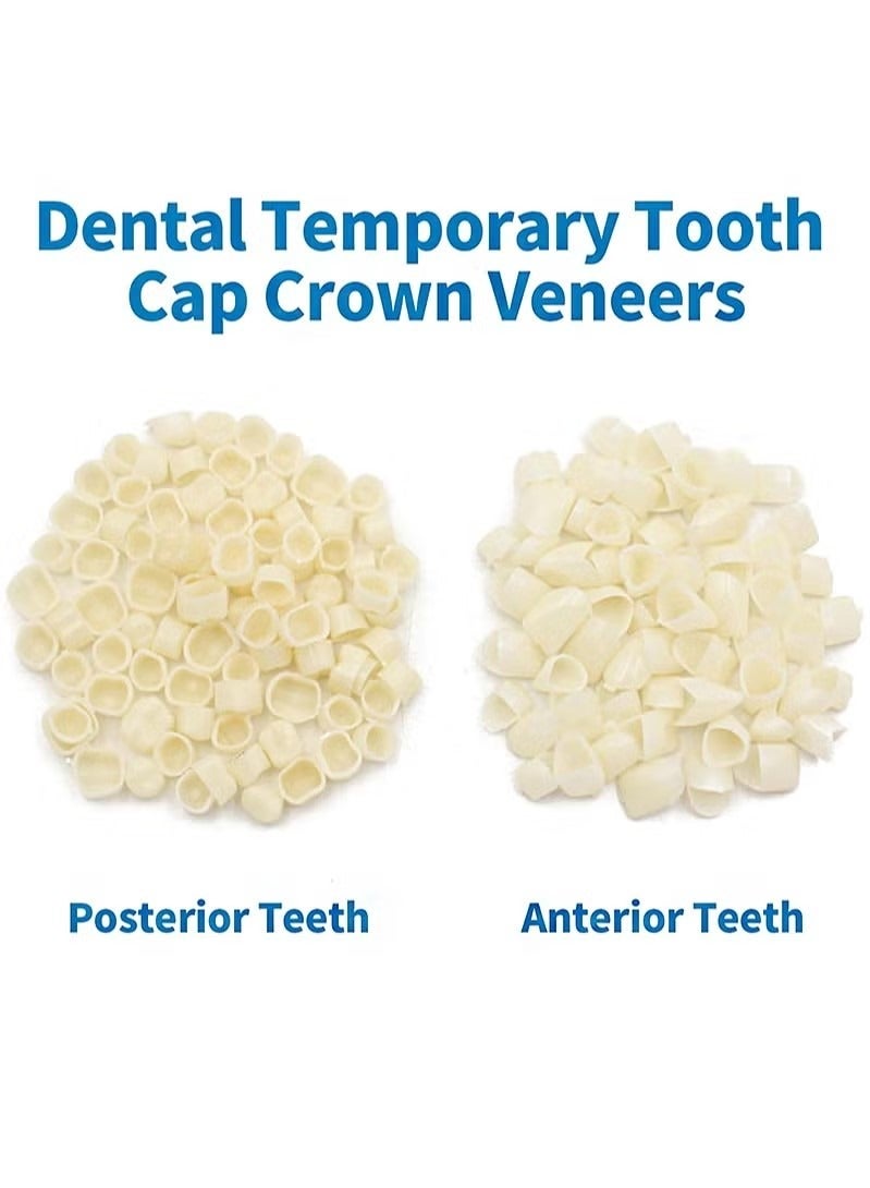 Dental Temporary Tooth Cap Crown Veneers Front Back Anterior and Molar Posterior Teeth with Tooth Repair Thermal Beads Cap Filler for Missing Broken Teeth (50 Pcs Front Teeth and 50 Pcs Back Teeth)