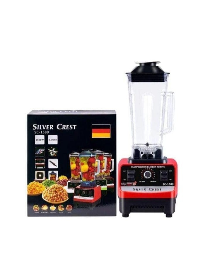 Silver Crest Multi-Function Blender with 15 Speed Settings, 4500 Watts, Timer, and Stainless Steel Construction