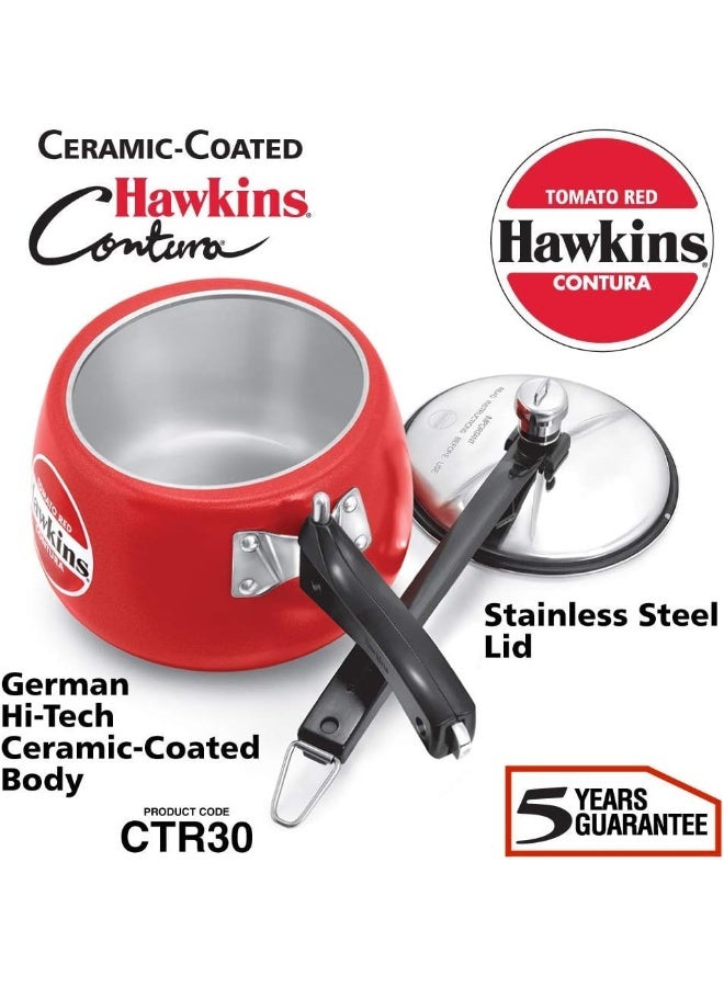 Hawkins Ceramic Ctr30 Ctr 30 Coated Contura Pressure Cooker, 3 L, Red