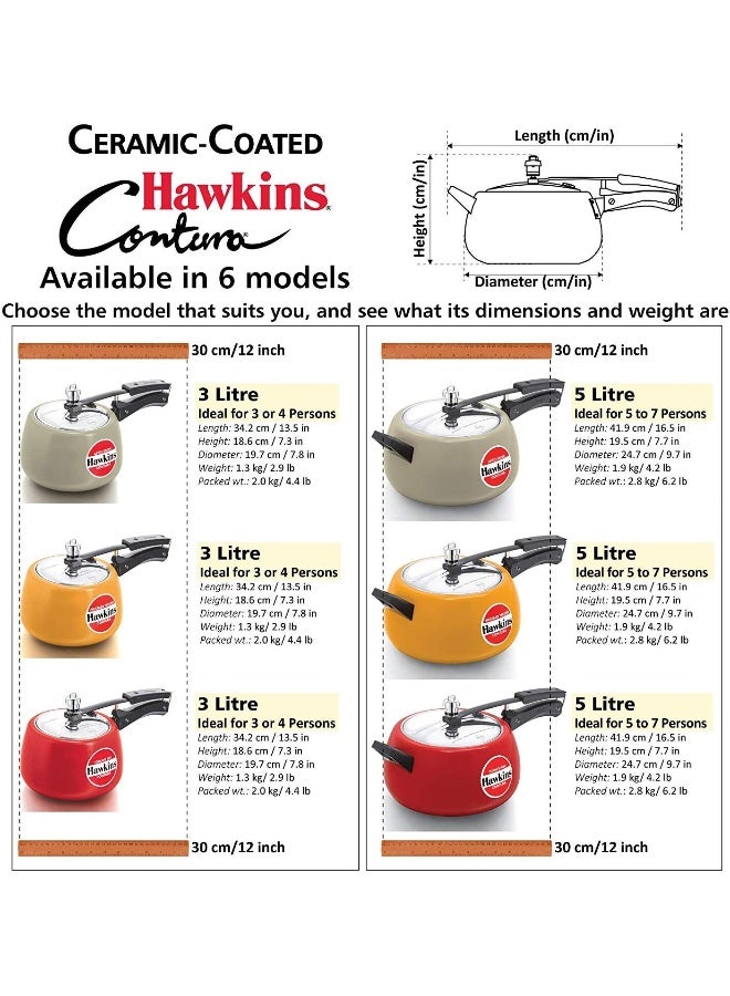 Hawkins Ceramic Ctr30 Ctr 30 Coated Contura Pressure Cooker, 3 L, Red