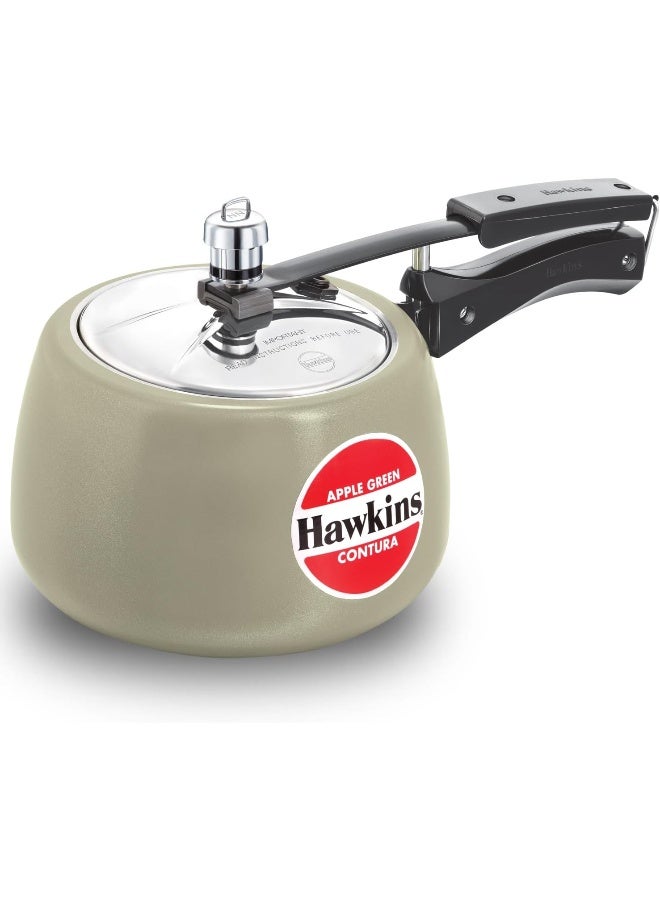 Hawkins Contura Aluminium Ceramic-Coated Pressure Cooker, 3 Litres, Apple Green