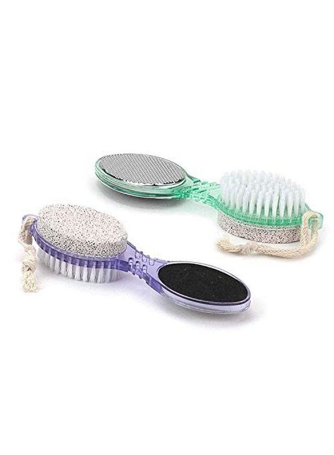 (4 In 1) Pedicure Paddle Kit Tool With Pumice Stone For Feet Foot Hand Toe Nail Cleaning Brush Metal File And Emery Board Manicure Foot Rasp Callus Corn Remover Pedi Set (2 Pack)