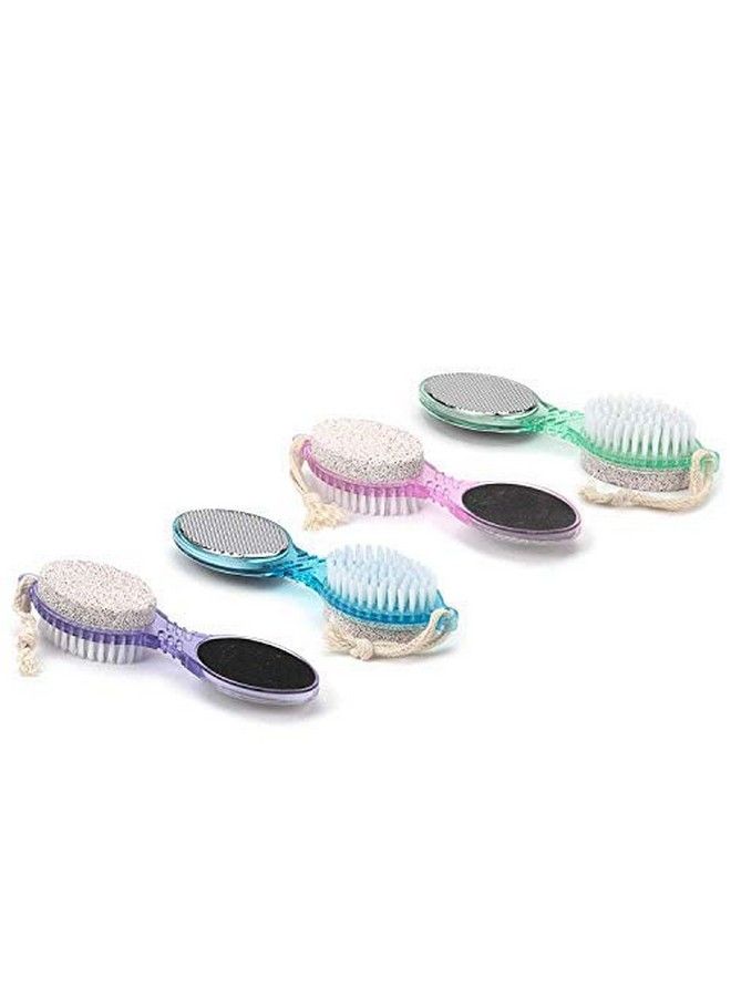 (4 In 1) Pedicure Paddle Kit Tool With Pumice Stone For Feet Foot Hand Toe Nail Cleaning Brush Metal File And Emery Board Manicure Foot Rasp Callus Corn Remover Pedi Set (2 Pack)