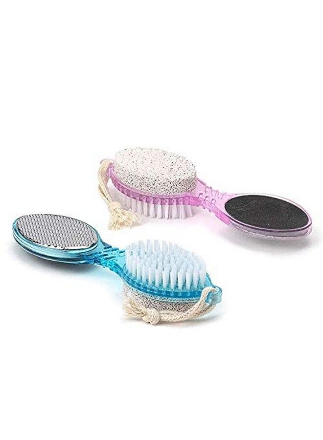 (4 In 1) Pedicure Paddle Kit Tool With Pumice Stone For Feet Foot Hand Toe Nail Cleaning Brush Metal File And Emery Board Manicure Foot Rasp Callus Corn Remover Pedi Set (2 Pack)