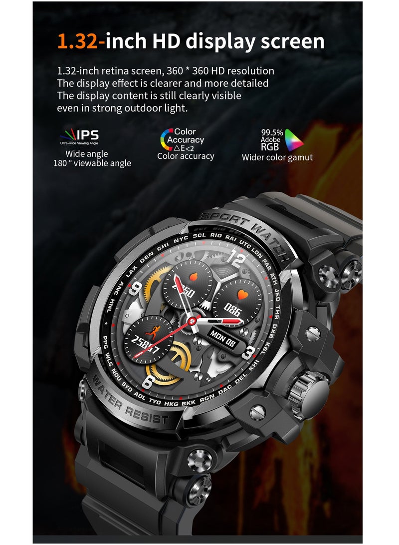 Smartwatch, Indestructible IP68 Waterproof Tactical Watch, 1.32