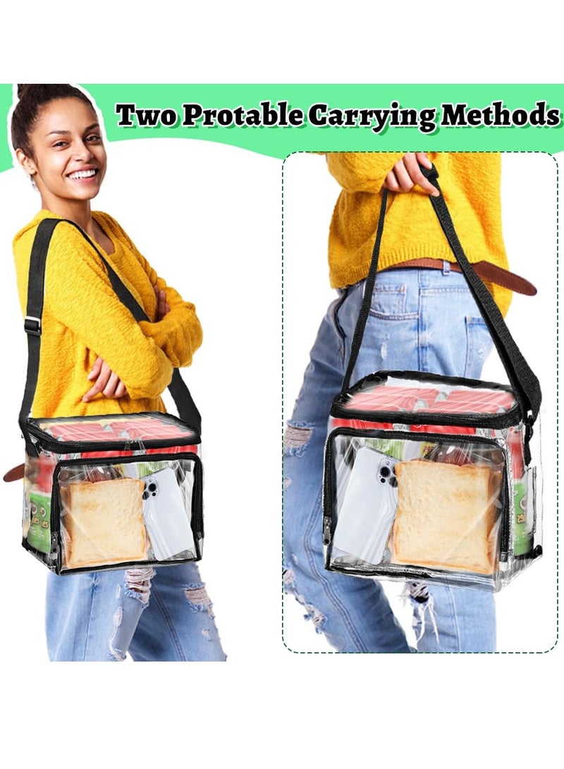 2 Pack Clear Lunch Bag, Clear Tote Bag with Adjustment Shouder Strap, Plastic See Through Stadium Bag for Women and Men, Work, School, Picnic, Travel (12.4x10.5x2.1 in)