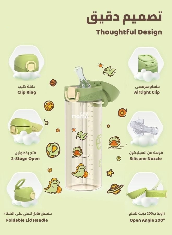 PPSU Leak Proof Kids Water Bottle With Straw Sport Sippy Cup Free of BPA for Kids Fitness Gym Office Outdoor Sports and Exercise
