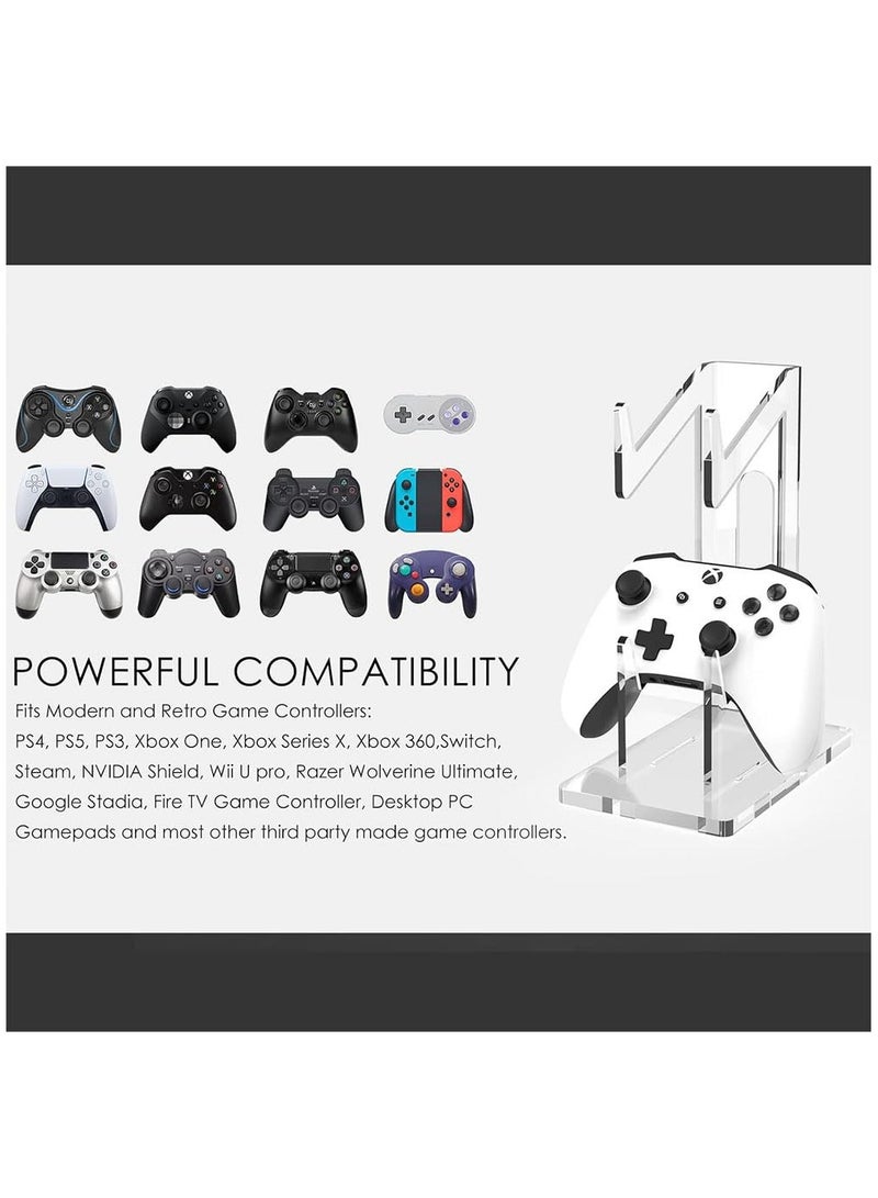 Game Controller Holder 2 Tiers,Controller Stand Headphone Holder,Acrylic Clear Controller Display Stand Compatible with Nintendo Switch Xbox PS5 PS4,Desk Mounts for Controller,Transparent Base