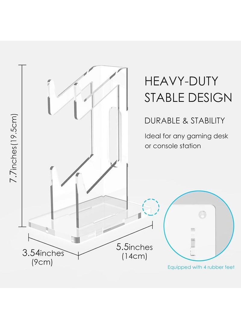 Game Controller Holder 2 Tiers,Controller Stand Headphone Holder,Acrylic Clear Controller Display Stand Compatible with Nintendo Switch Xbox PS5 PS4,Desk Mounts for Controller,Transparent Base