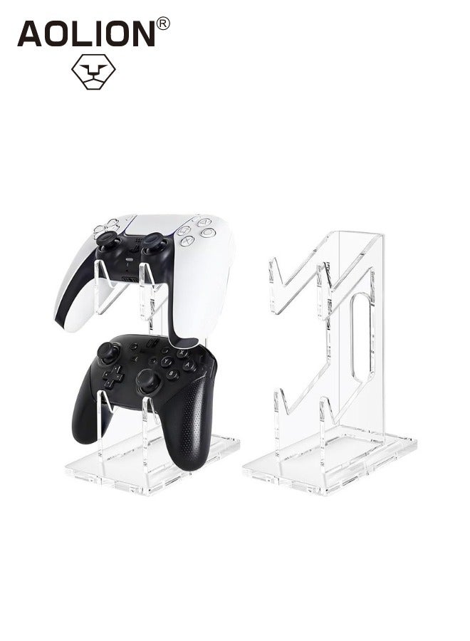 Game Controller Holder 2 Tiers,Controller Stand Headphone Holder,Acrylic Clear Controller Display Stand Compatible with Nintendo Switch Xbox PS5 PS4,Desk Mounts for Controller,Transparent Base