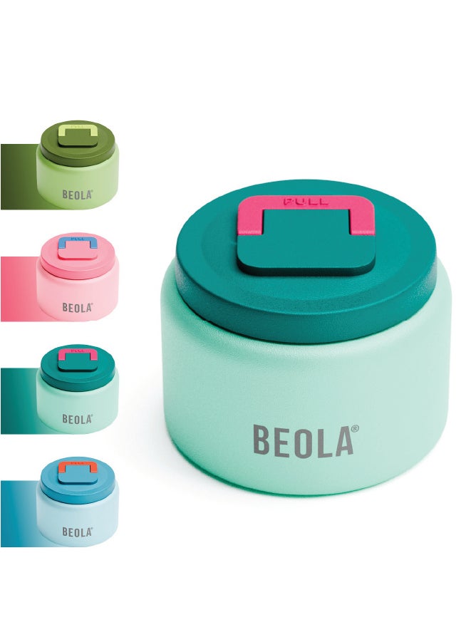 BEOLA 240ml Replaceable Nesting Food Jar for Lunch Box, Thermos Stainless Steel Double Wall Insulated Travel Food Flask for Kids, 8oz (Mint)