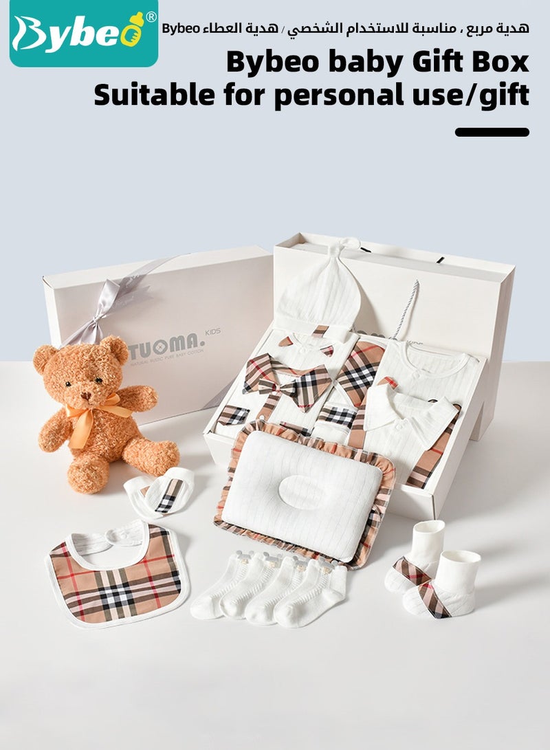 18PCS Newborn Baby Gifts Set, Newborn Layette Gift Set, Baby Clothes Accessories, Infant Essential Set with Beautifully Suitcase for Boys and Girls, Premium Cotton, for Spring Summer Autumn Winter
