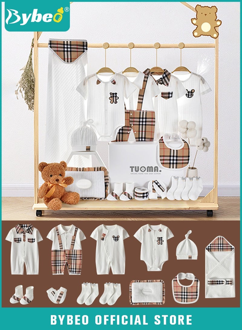 18PCS Newborn Baby Gifts Set, Newborn Layette Gift Set, Baby Clothes Accessories, Infant Essential Set with Beautifully Suitcase for Boys and Girls, Premium Cotton, for Spring Summer Autumn Winter