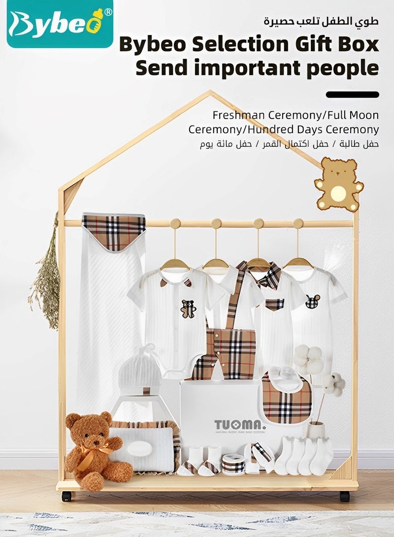 18PCS Newborn Baby Gifts Set, Newborn Layette Gift Set, Baby Clothes Accessories, Infant Essential Set with Beautifully Suitcase for Boys and Girls, Premium Cotton, for Spring Summer Autumn Winter