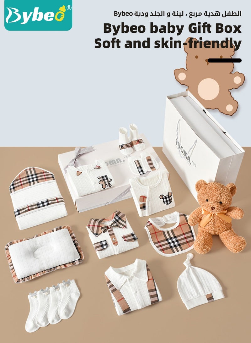 18PCS Newborn Baby Gifts Set, Newborn Layette Gift Set, Baby Clothes Accessories, Infant Essential Set with Beautifully Suitcase for Boys and Girls, Premium Cotton, for Spring Summer Autumn Winter