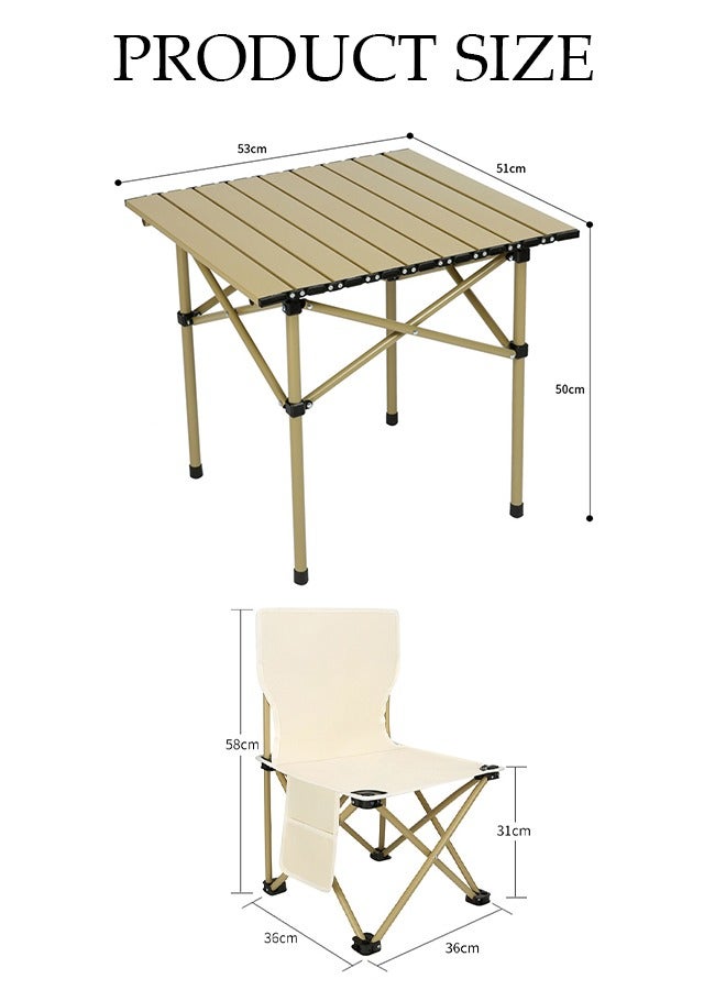 5PCS Folding Table and Chairs Set, Portable Picnic Square Table with 4 Seats,Camping Table with Easy Carrying Bag for Outdoor Camping Picnic BBQ, Party and Dining