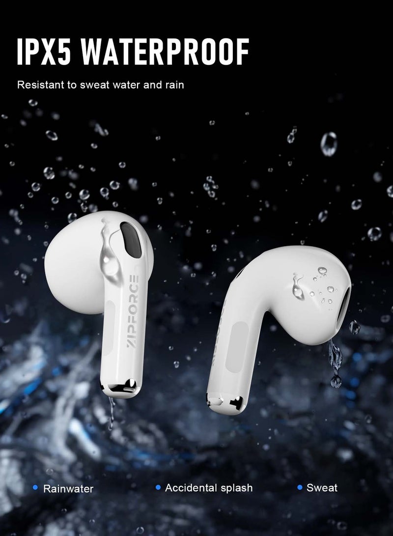 ZIPFORCE True Wireless Earbuds, in-Ear Bluetooth 5.3 Headphones, Bluetooth Earbuds Touch Control 30 Playtime, IPX5 Waterproof TWS, Light-Weight Earphones
