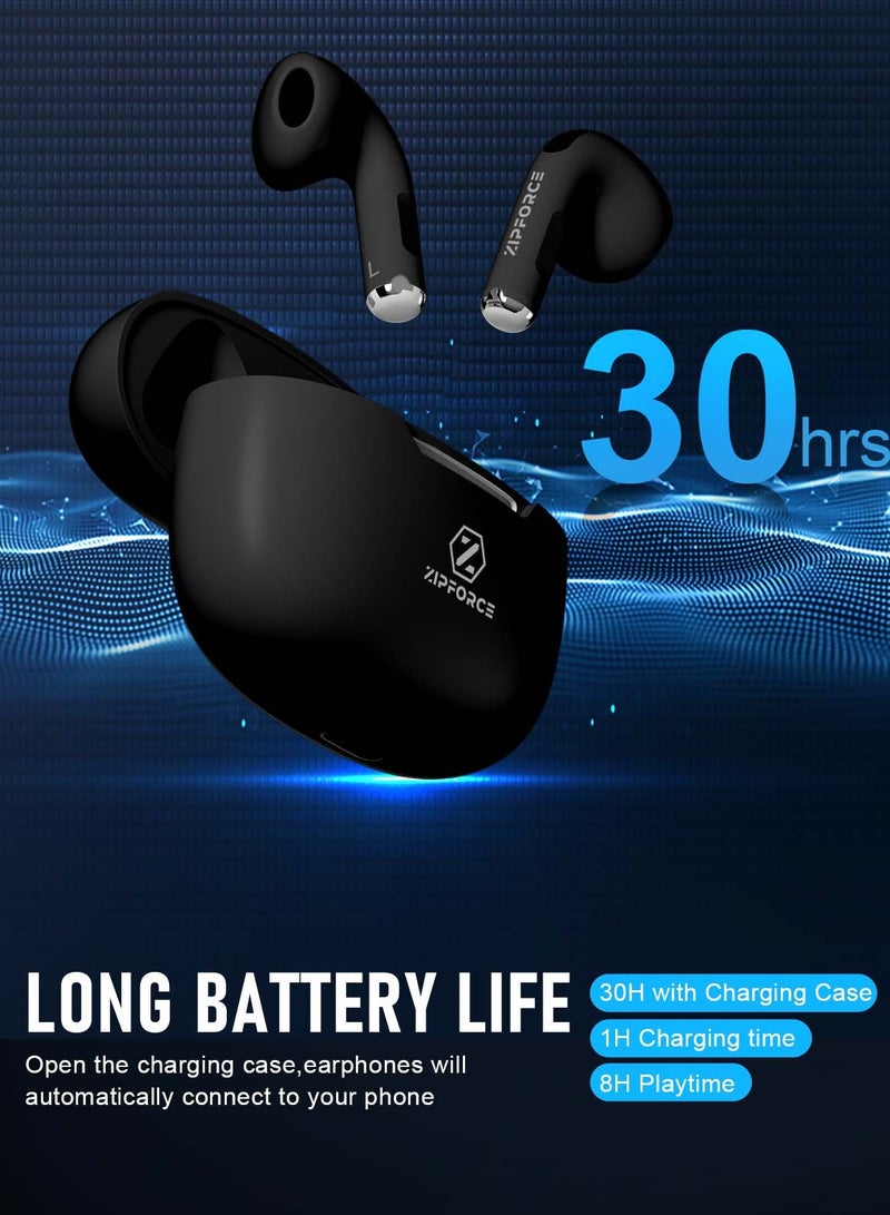 ZIPFORCE True Wireless Earbuds, in-Ear Bluetooth 5.3 Headphones, Bluetooth Earbuds Touch Control 30 Playtime, IPX5 Waterproof TWS, Light-Weight Earphones